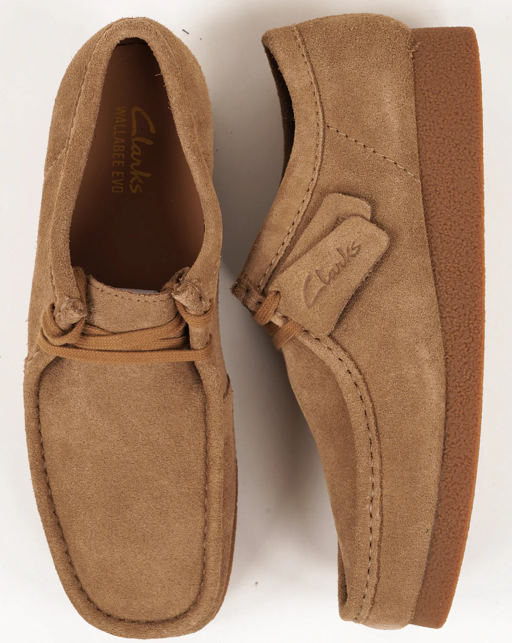 Clarks Wallabee Shoes Dark Sand Suede - Image 3