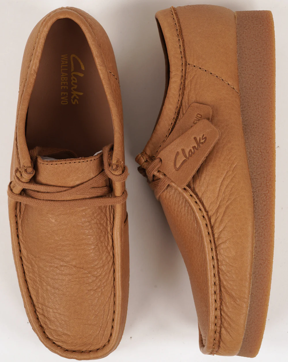 Clarks Wallabee Shoes Tan Leather - Image 3