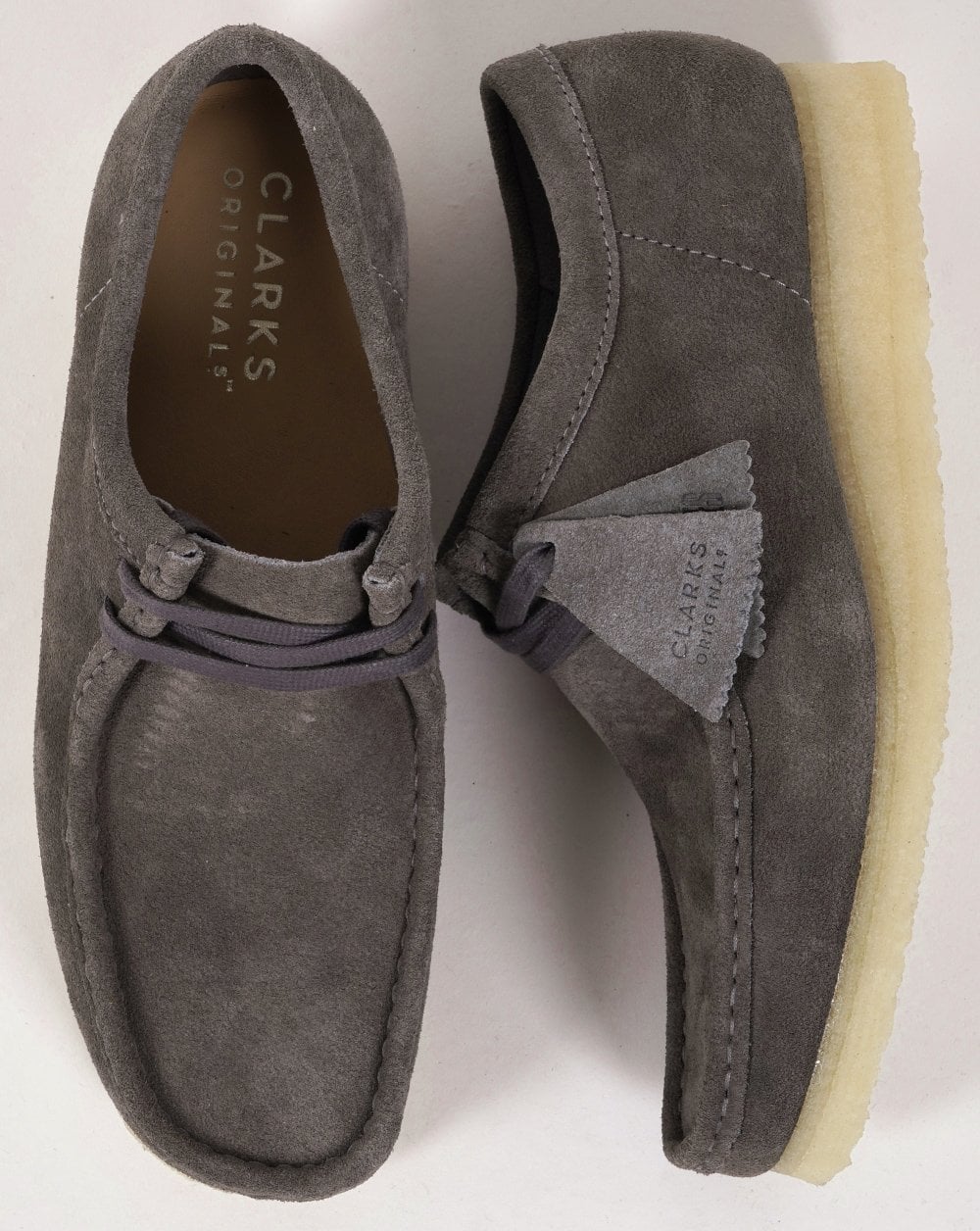 Clarks Originals Wallabee Suede Shoe Grey - Image 3