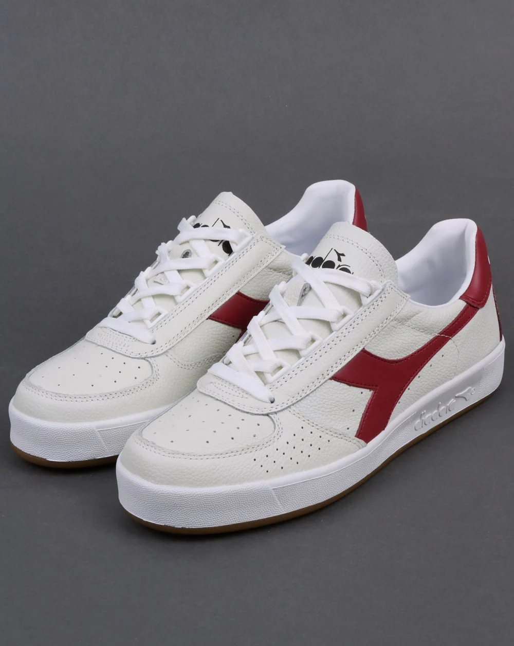 Diadora B. Elite L Trainers White/Burgundy Red/Gum - Image 3