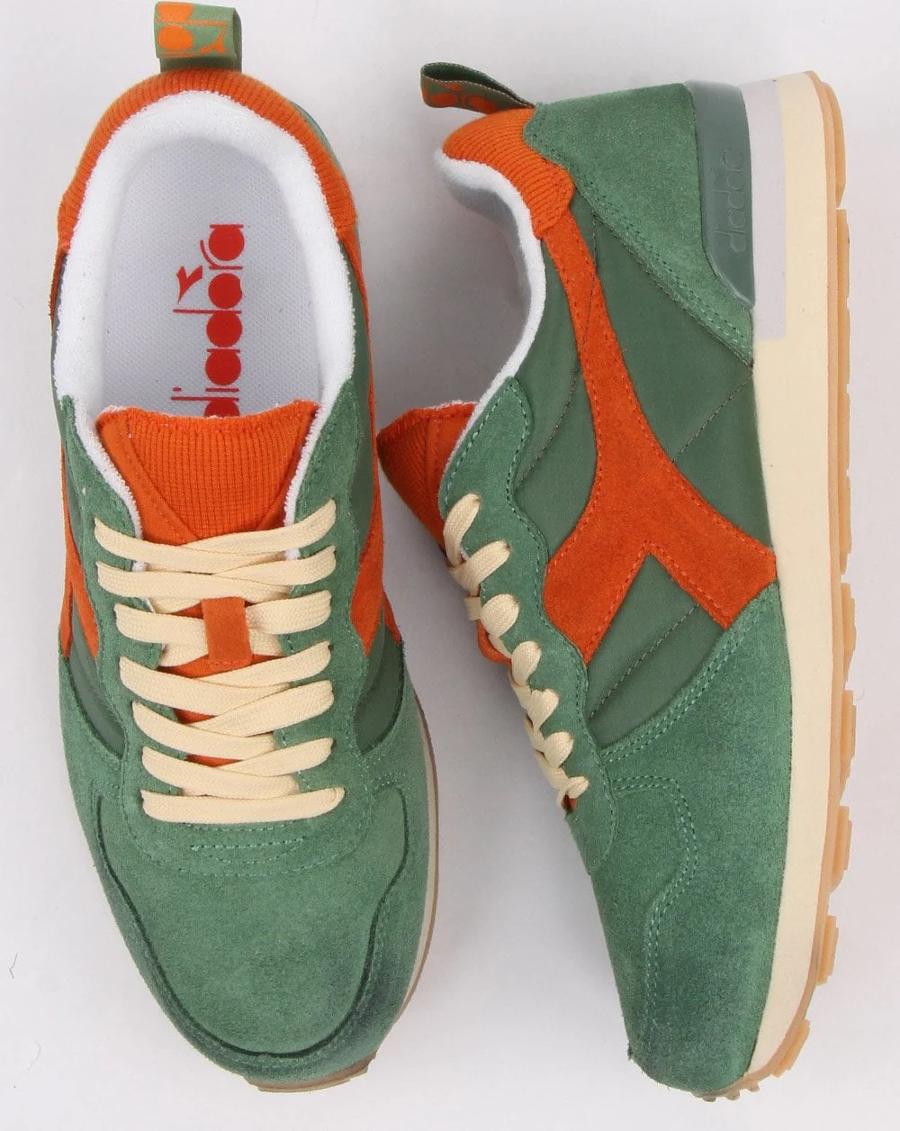 Diadora Camaro Vintage Trainers Green/Orange - Image 2