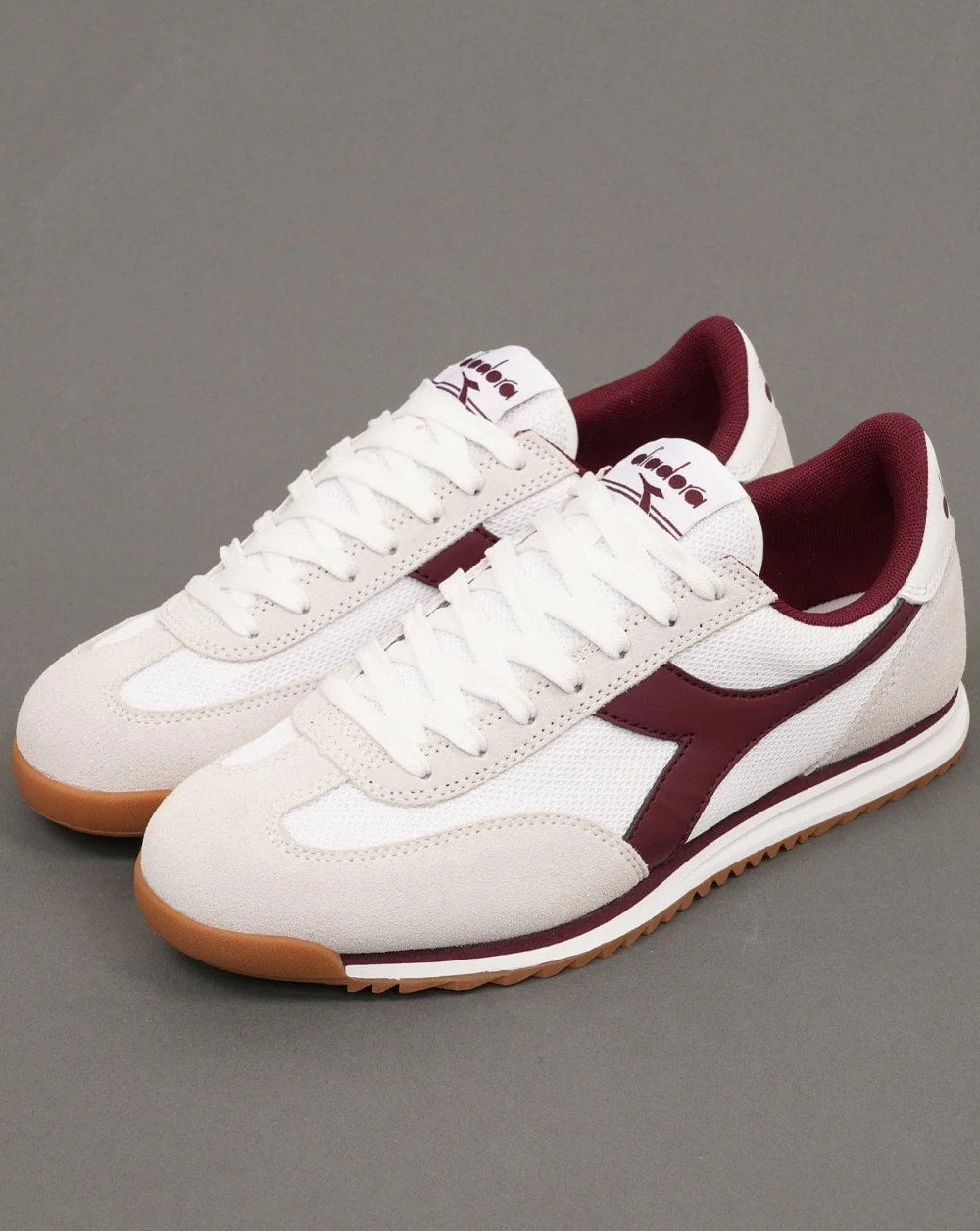 Diadora Cross Trainers White / Burgundy - Image 3