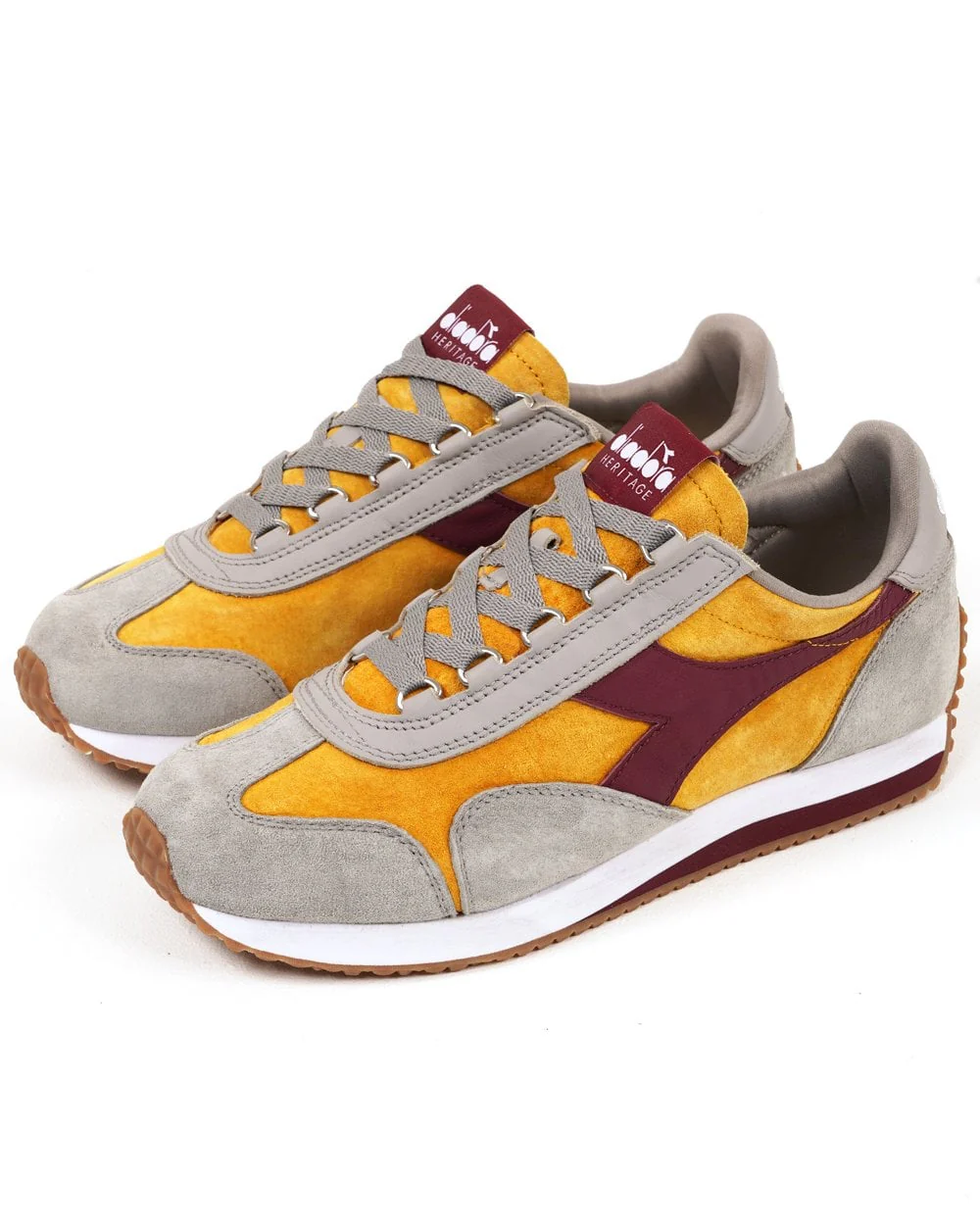 Diadora Equipe 75 Stone Washed Suede Trainers Yellow Freesia - Image 2