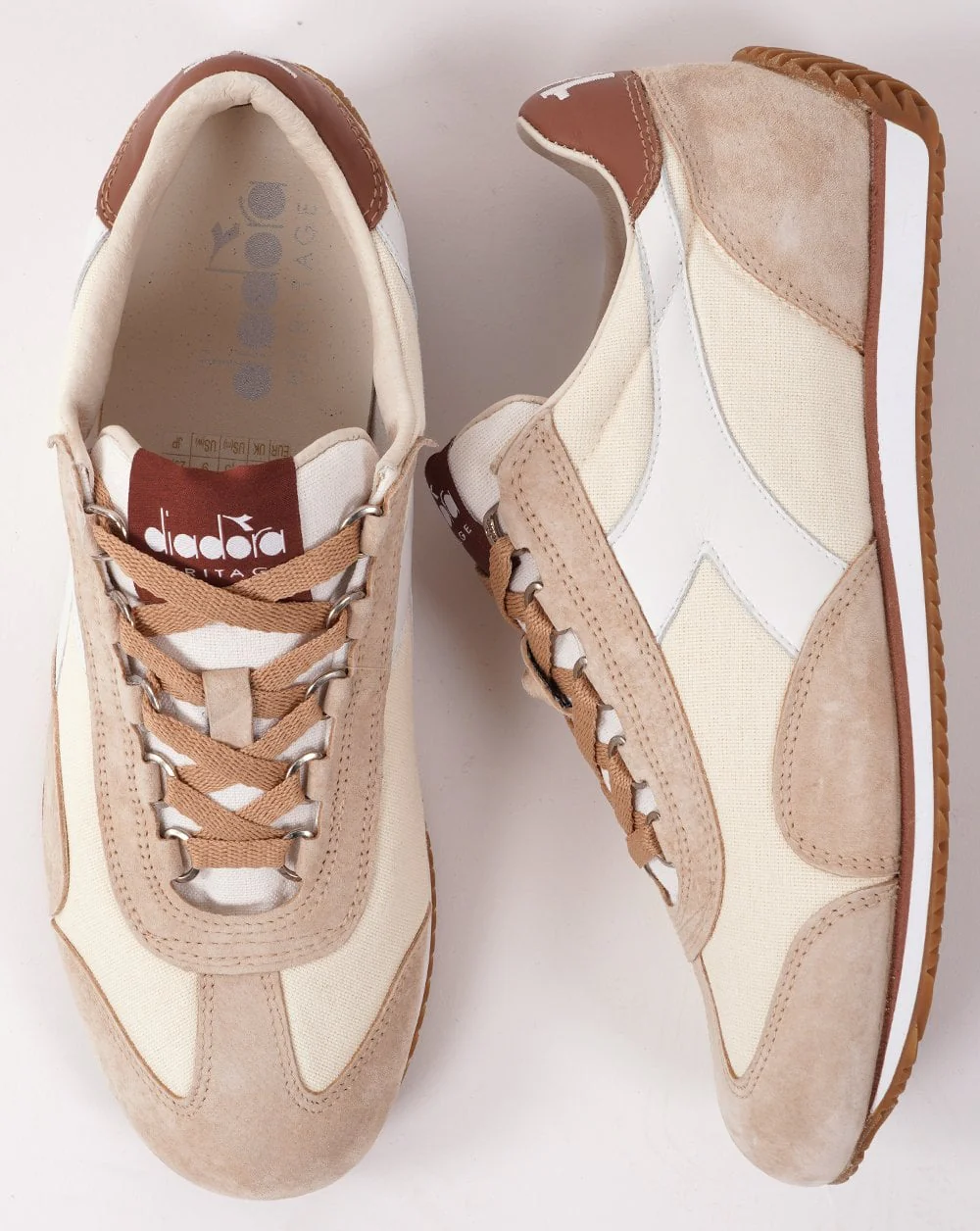 Diadora Equipe Canvas Stone Wash Trainers Cloud Cream - Image 2