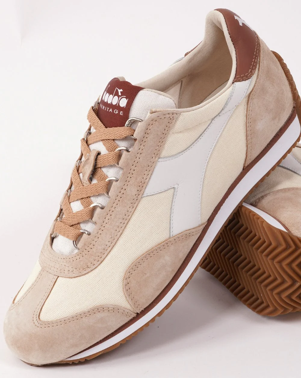 Diadora Equipe Canvas Stone Wash Trainers Cloud Cream - Image 3