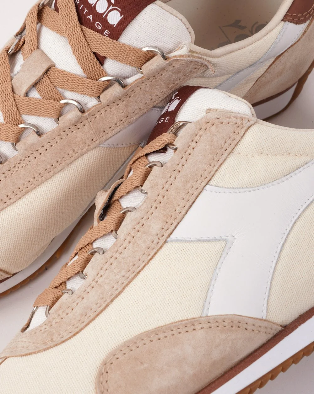 Diadora Equipe Canvas Stone Wash Trainers Cloud Cream - Image 4