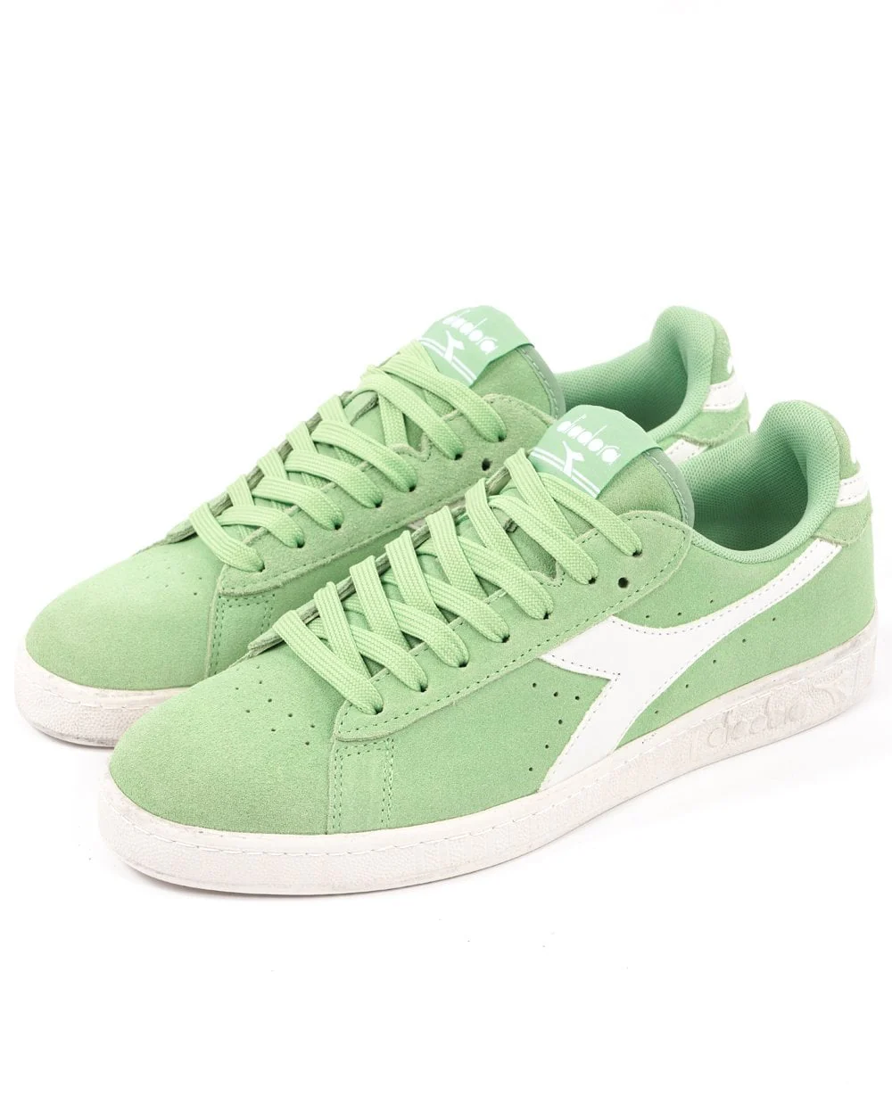 Diadora Game L Low Suede Waxed Trainer Pistachio Green/White - Image 2