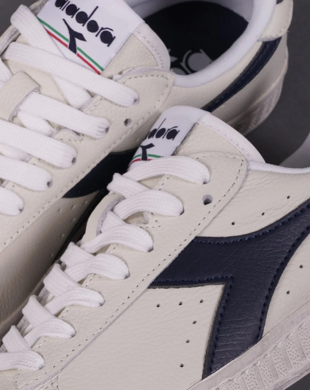Diadora Game L Low Waxed Trainer White Navy - Image 2