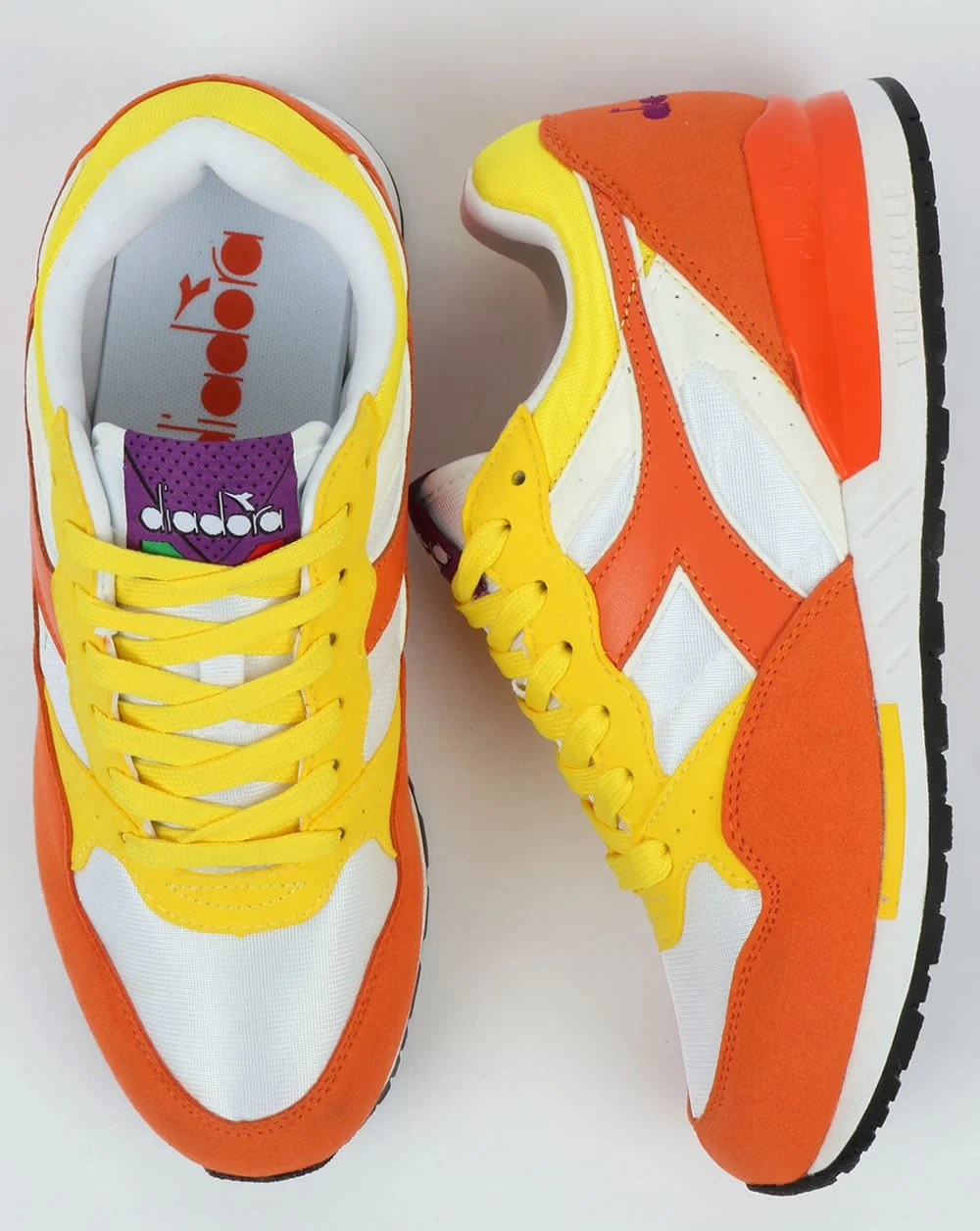 Diadora Intrepid NYL Trainers Vermillion Orange/Yellow - Image 2