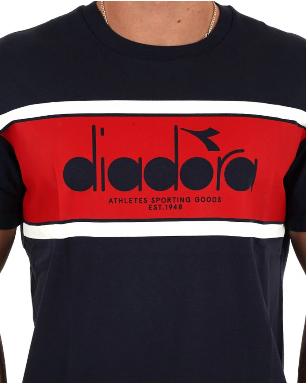Diadora Logo T Shirt Navy/Red/White - Image 2