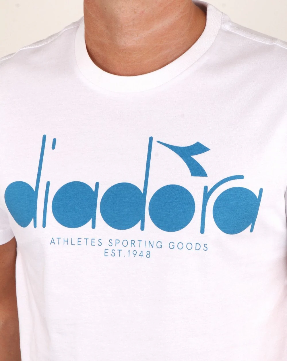 Diadora Logo T-shirt White/Blue - Image 2