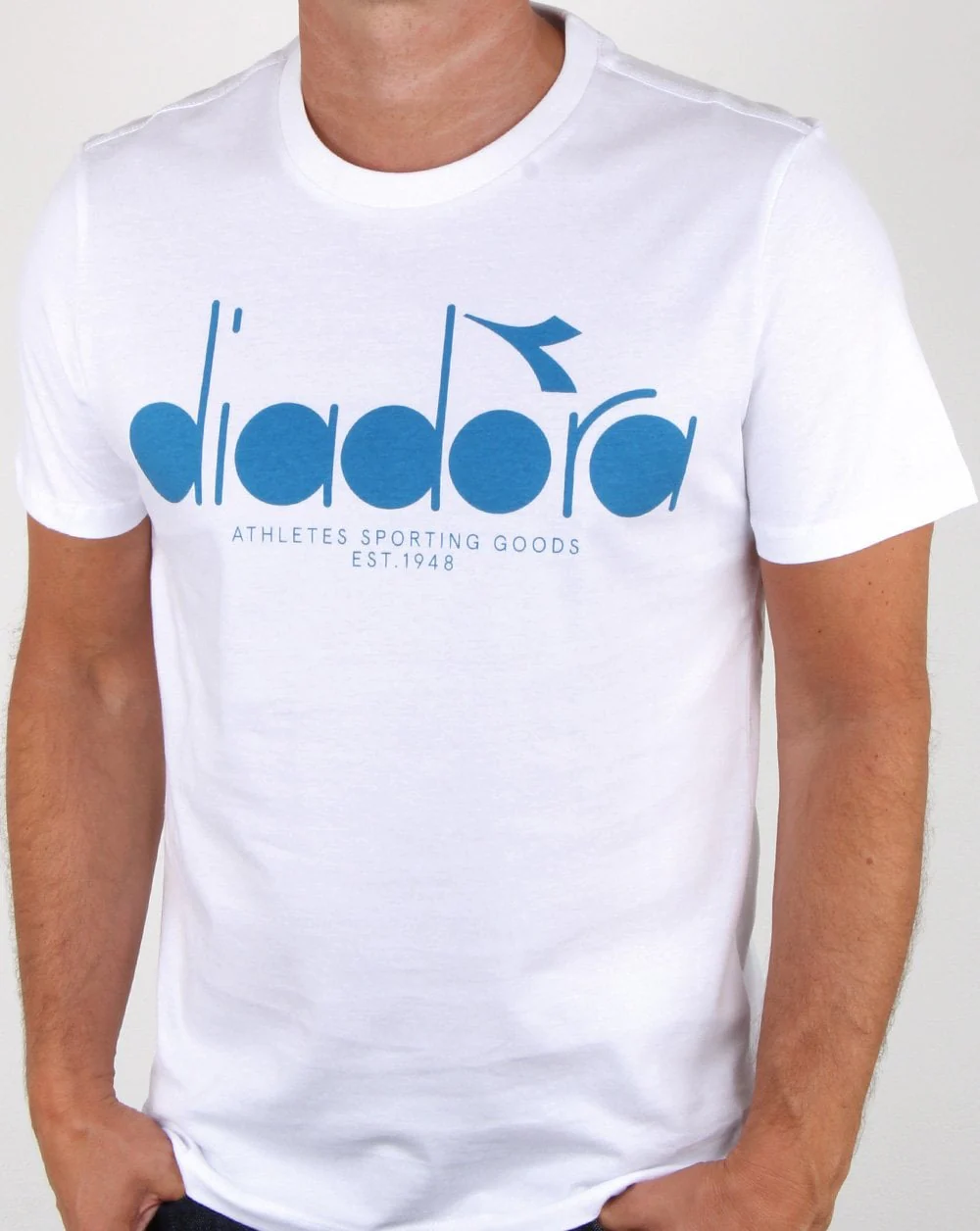 Diadora Logo T-shirt White/Blue - Image 3