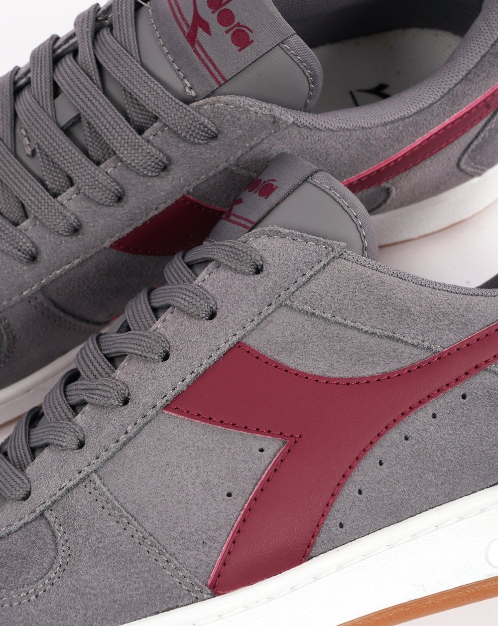 Diadora MB Elite Suede Trainer Grey Burgundy - Image 4