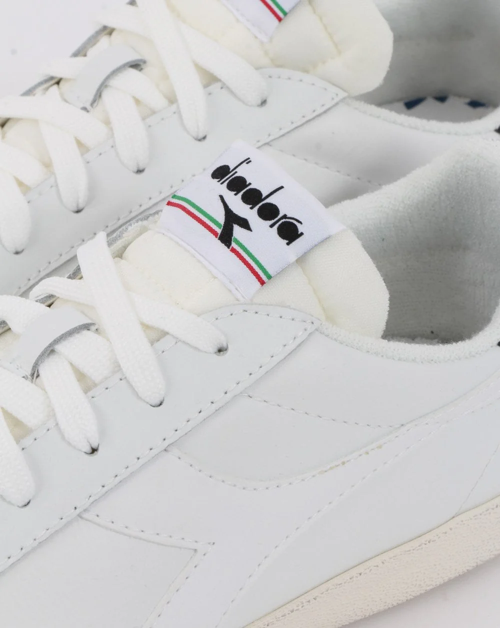 Diadora Melody Leather Distressed Trainer White/Black - Image 3