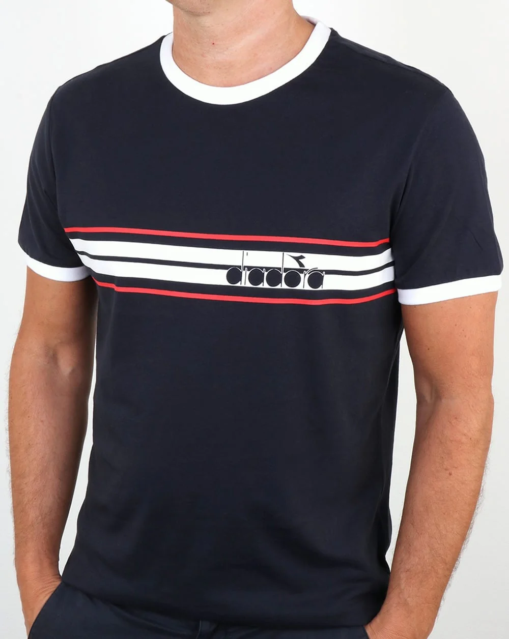 Diadora Ringer T Shirt Navy Blue