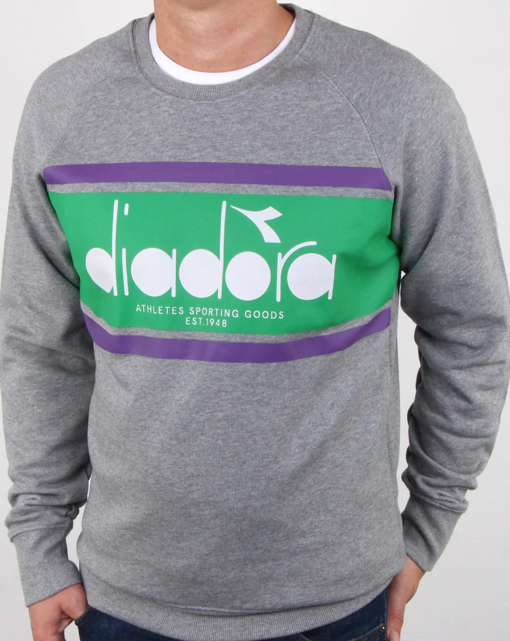 Diadora Spectra Sweatshirt Light Grey/light Emerald - Image 3