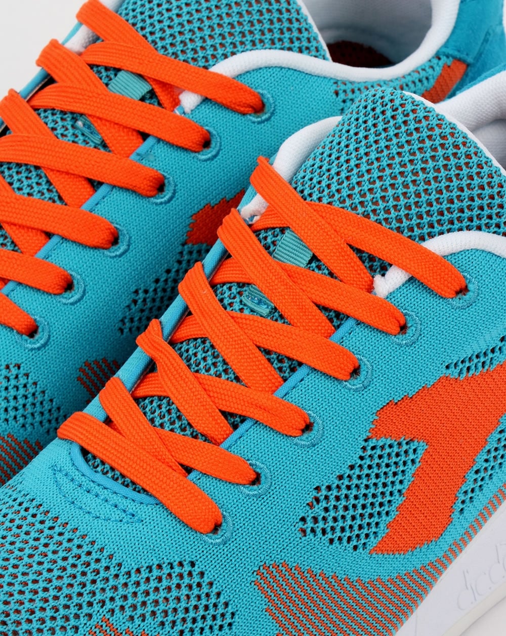 Diadora V7000 Weave Trainers Cyan Blue/Orange - Image 4