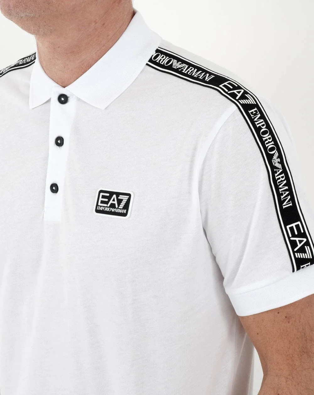 EA Tape Logo Polo Shirt White - Image 2