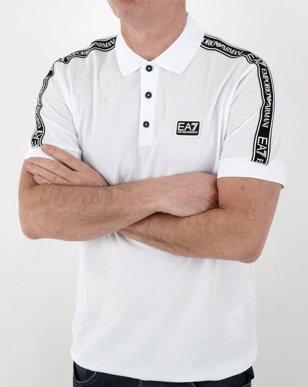 EA Tape Logo Polo Shirt White - Image 3