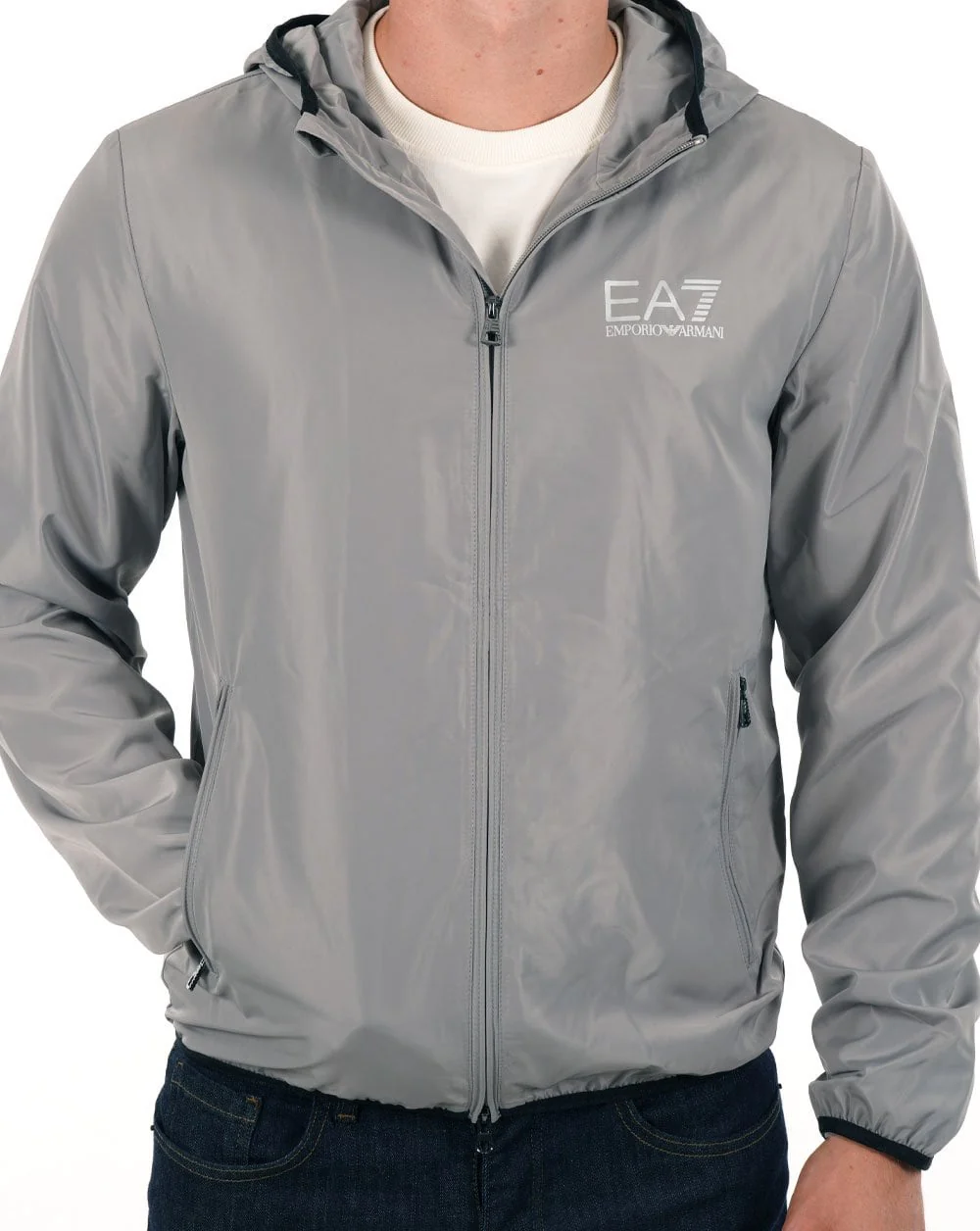 EA7 Core Identity Hooded Jacket Grey Flannel - Image 2