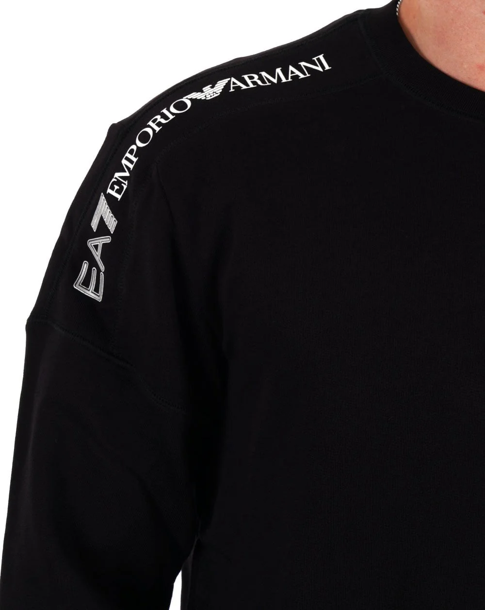 EA7 Emporio Armani Cotton Sweatshirt Black/White - Image 2