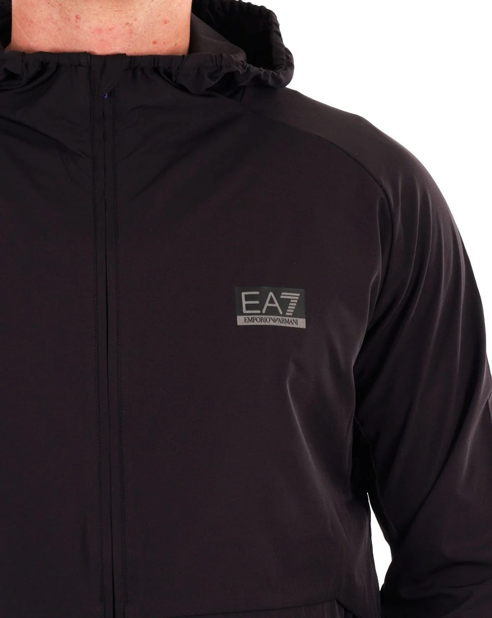 EA7 Emporio Armani Hooded Zip Jacket Black Bean - Image 2