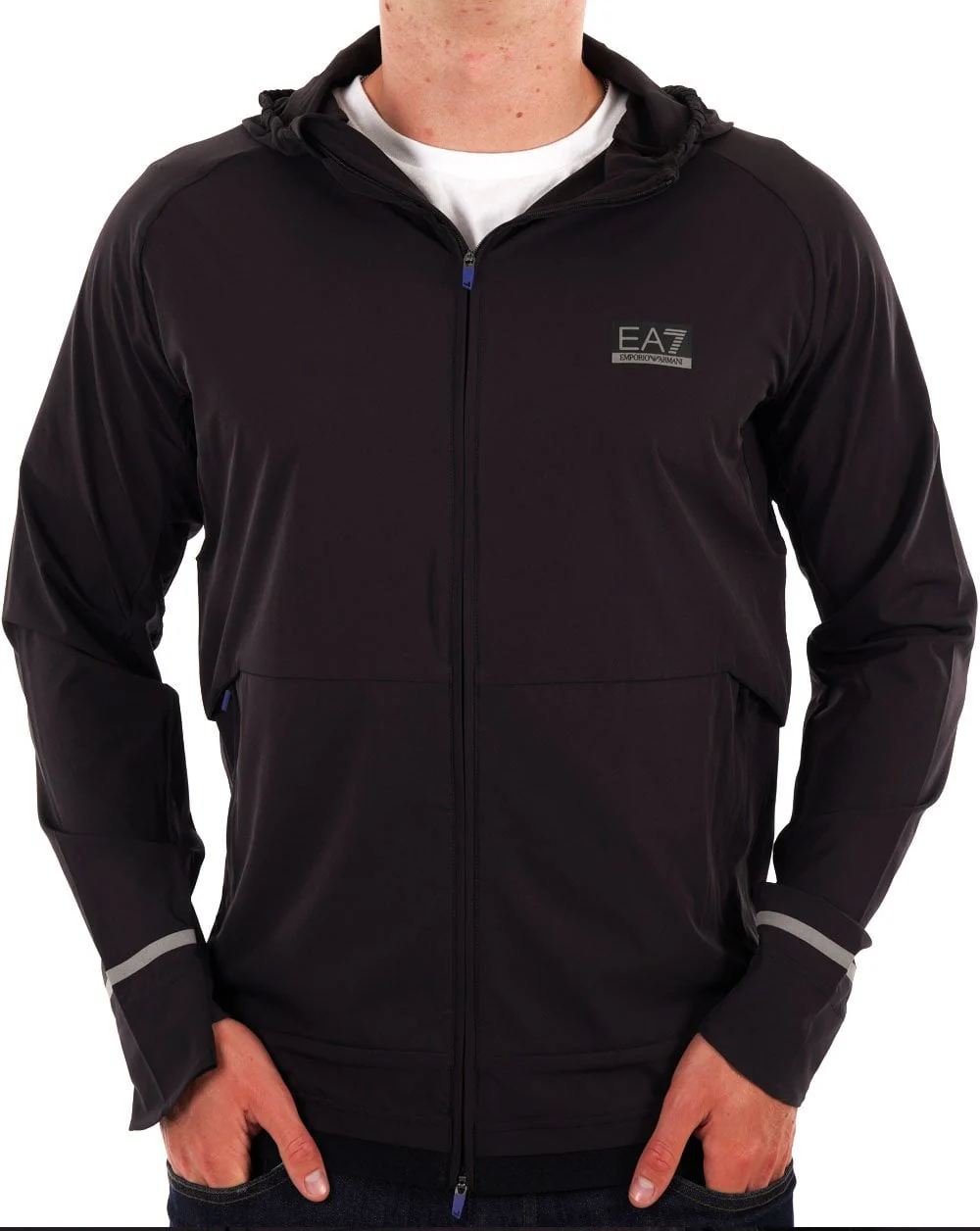 EA7 Emporio Armani Hooded Zip Jacket Black Bean - Image 3