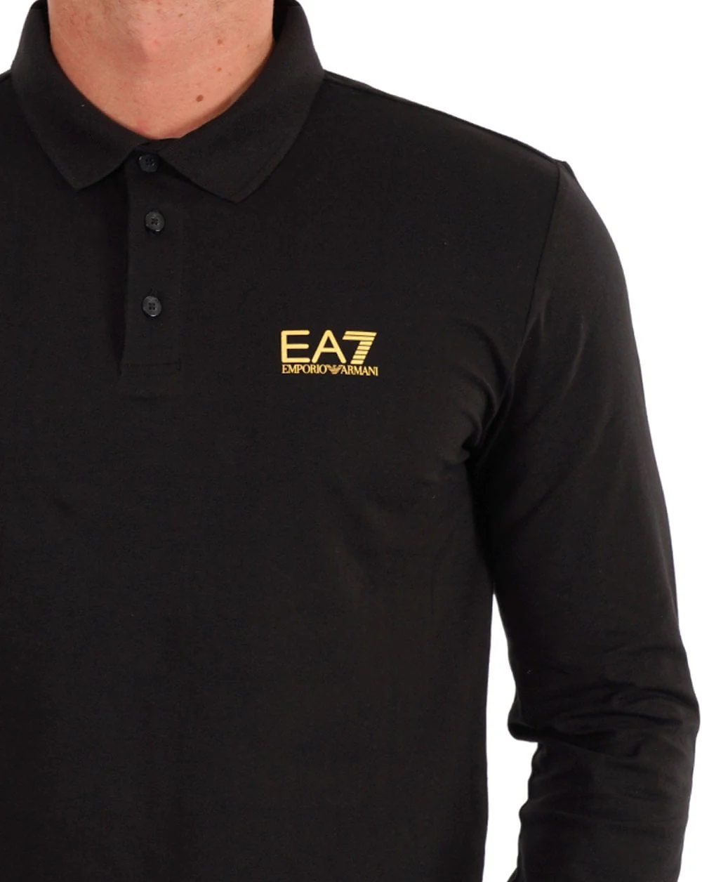 EA7 Emporio Armani LS Polo Shirt Black - Image 2