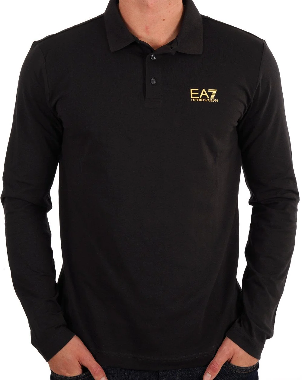 EA7 Emporio Armani LS Polo Shirt Black - Image 3