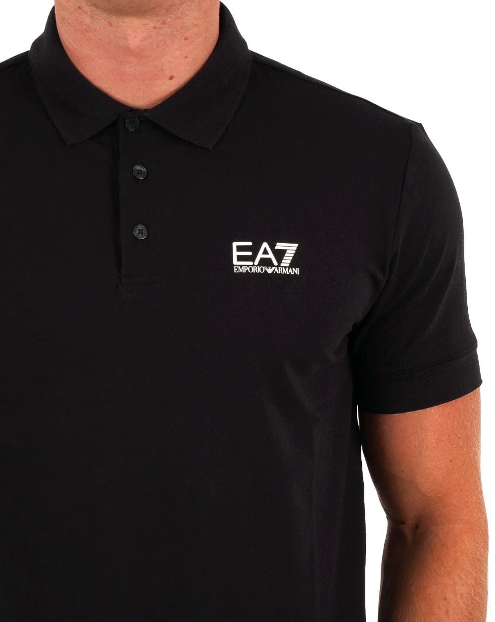 EA7 Emporio Armani Polo Shirt Black/White - Image 2