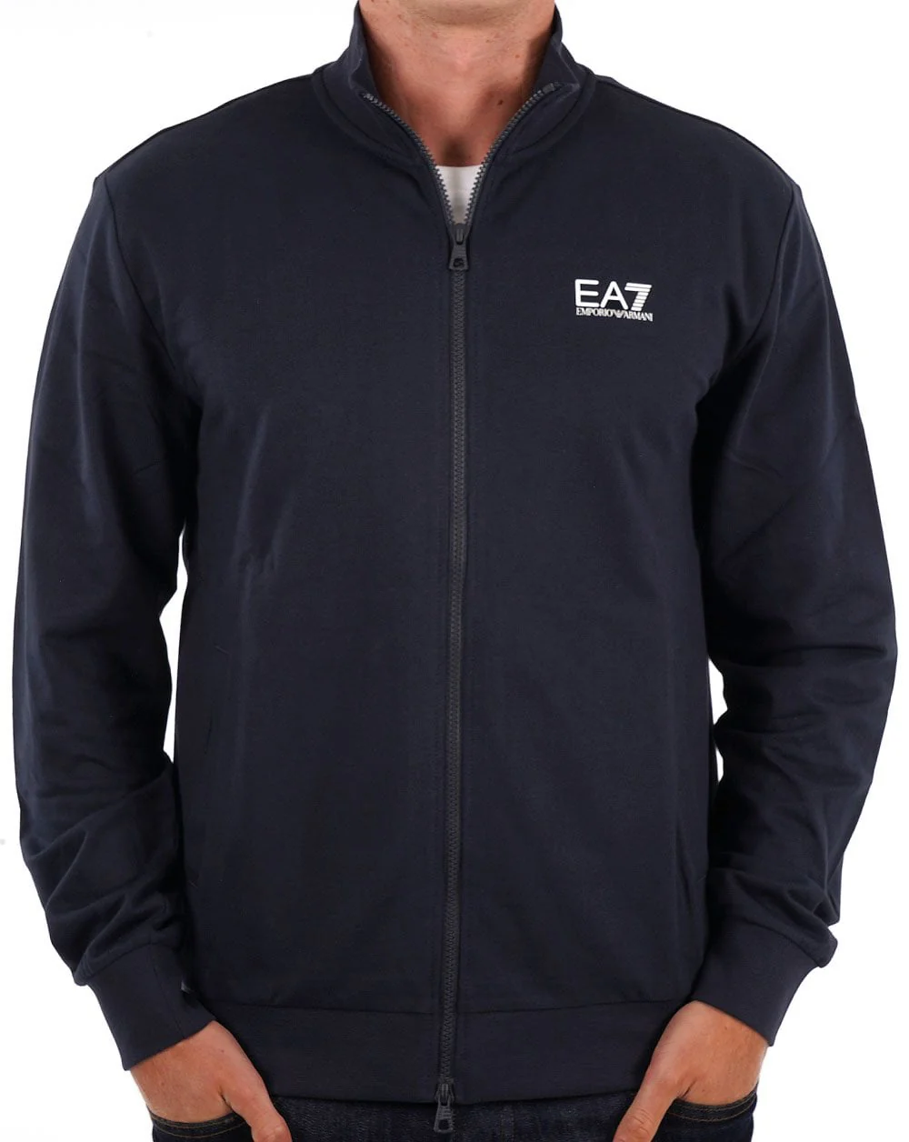 EA7 Emporio Armani Zip Thru Sweatshirt Navy - Image 2