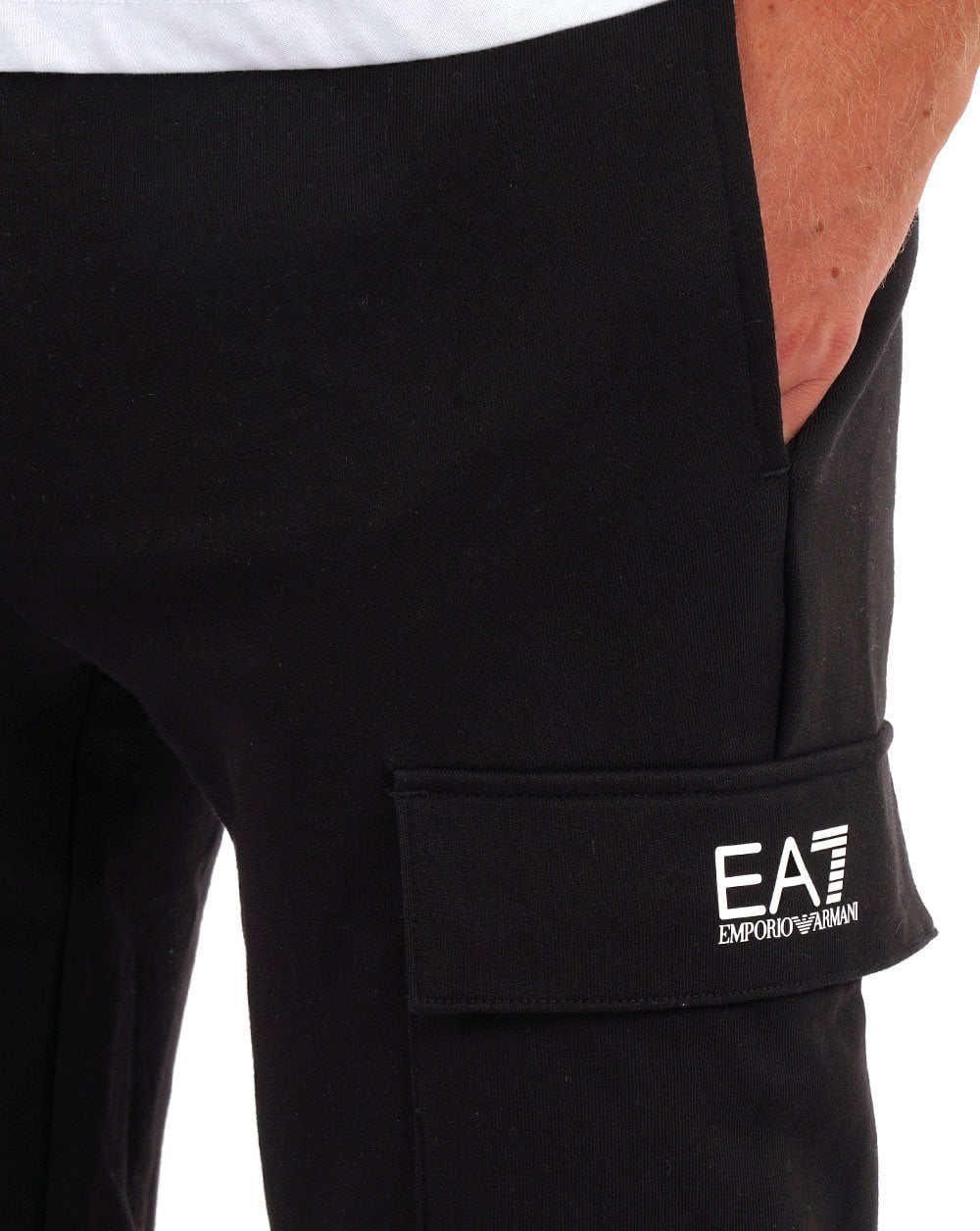 EA7 Logo Cargo Track Pant Black/White - Image 2
