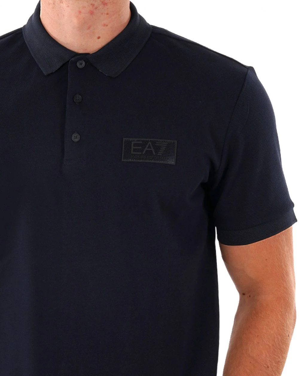 EA7 Logo Patch Polo Shirt Navy - Image 2