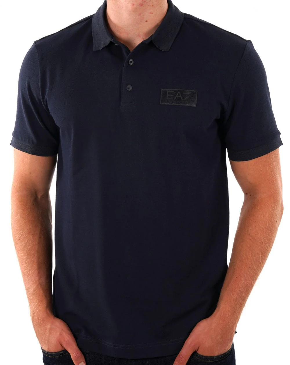 EA7 Logo Patch Polo Shirt Navy - Image 3