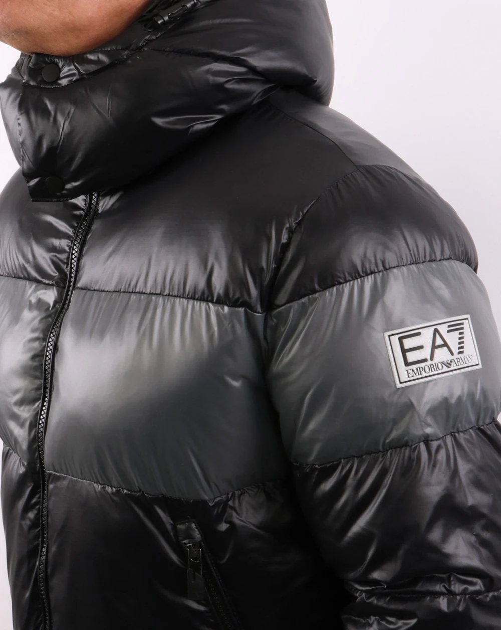 EA7 Puffer Jacket Black/Grey - Image 3