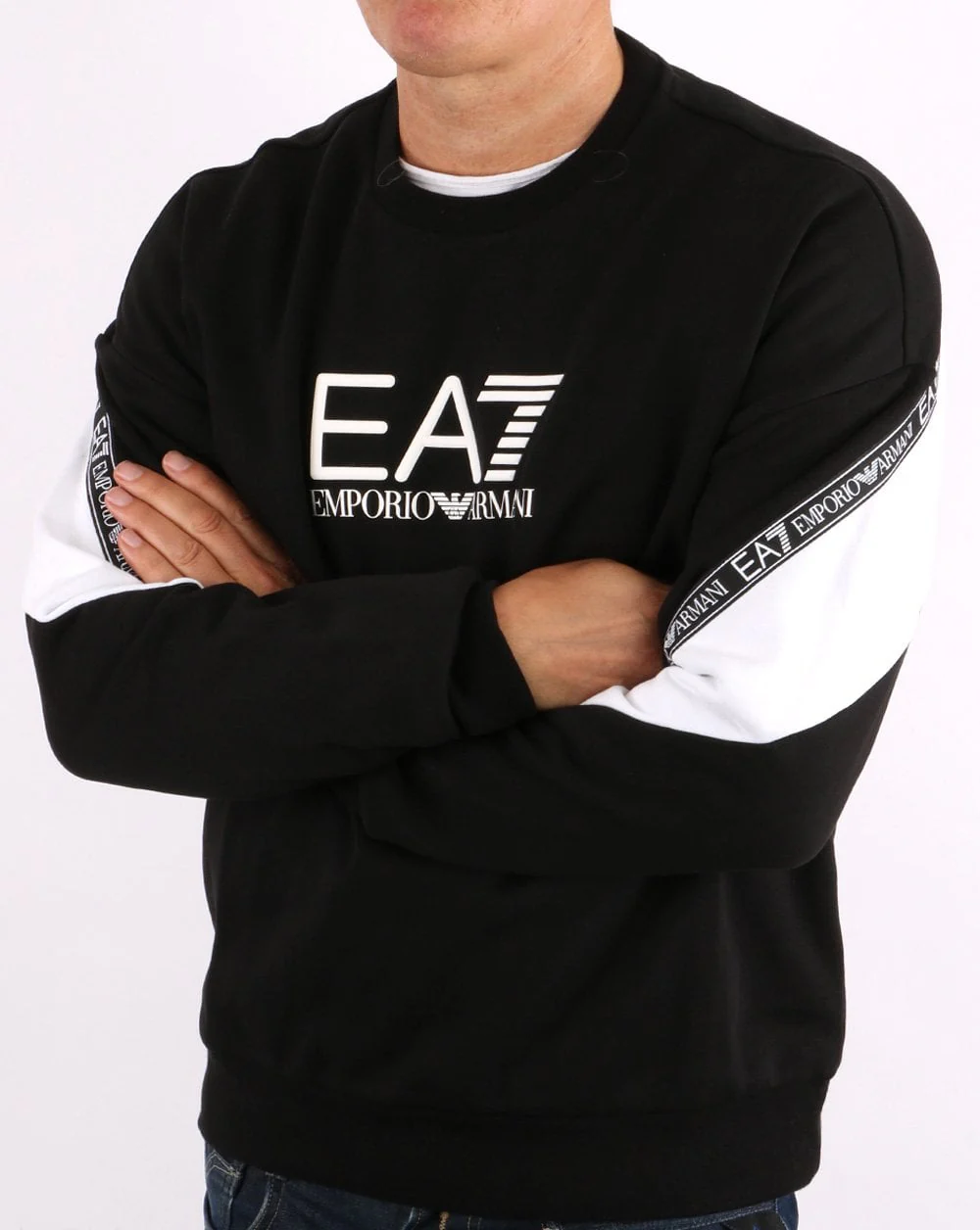 EA7 Taping Sweatshirt Black/White - Image 3