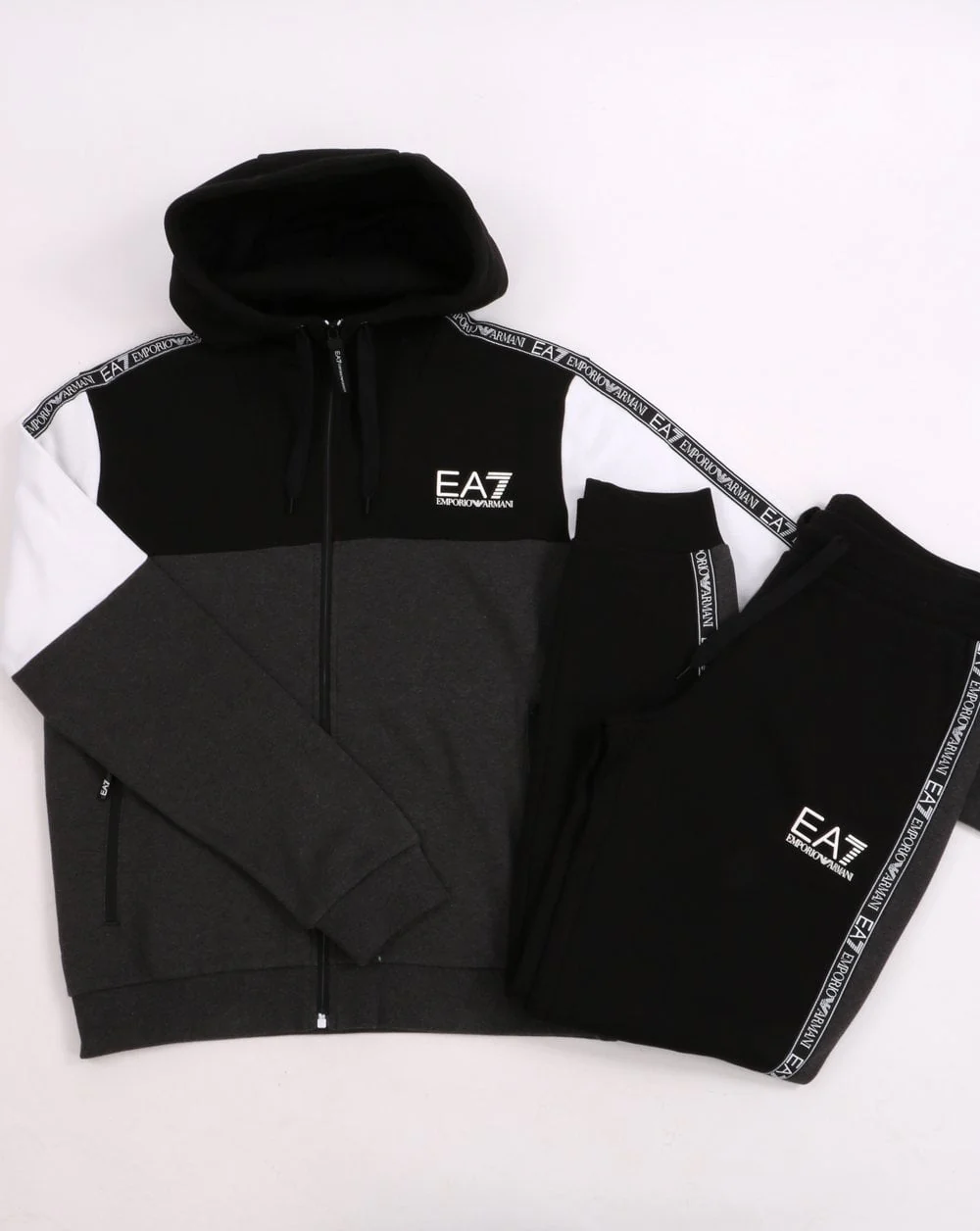EA7 Tracksuit Black/White/Grey