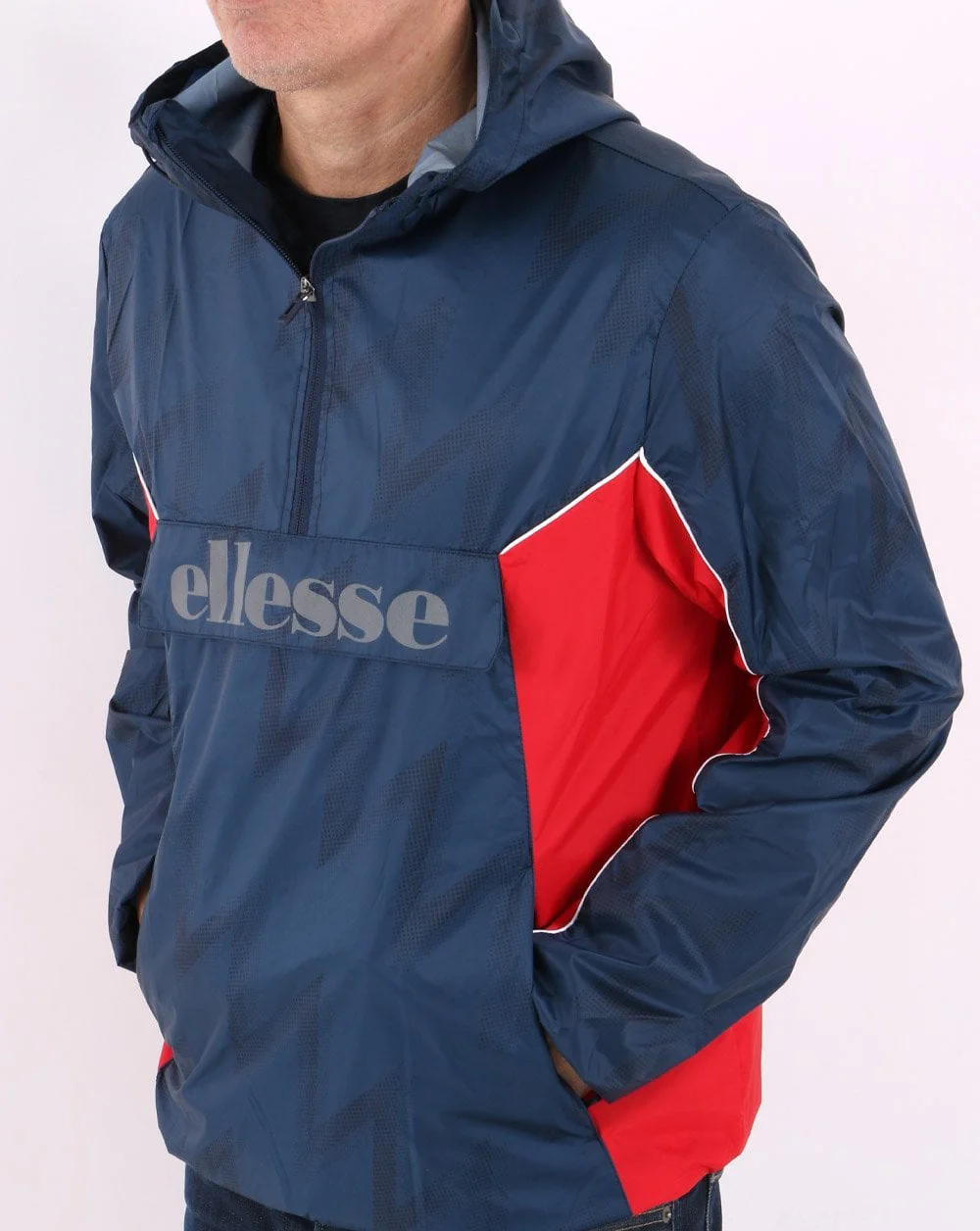 Ellesse 1/2 Zip Jacket Navy/Red - Image 3