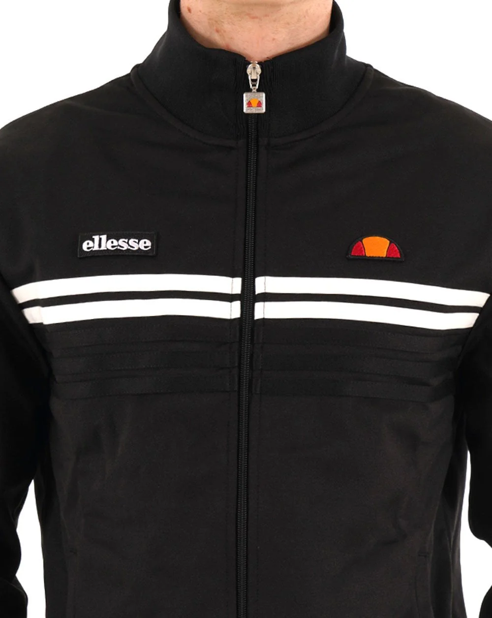 Ellesse 5 Stripe Track Top Black white - Image 2