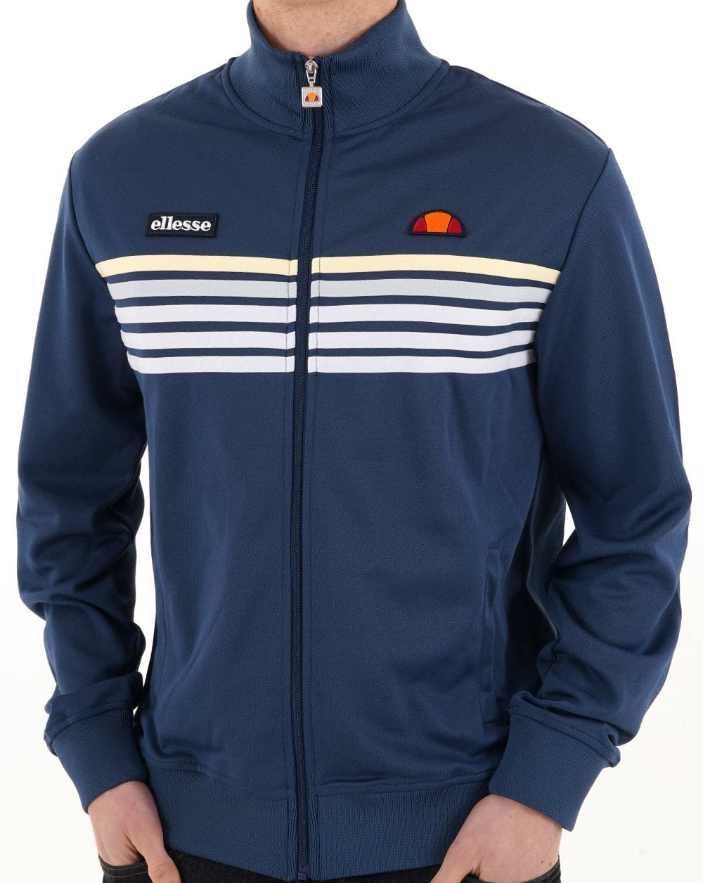 Ellesse 5 Stripe Track Top Dark Blue/White - Image 3