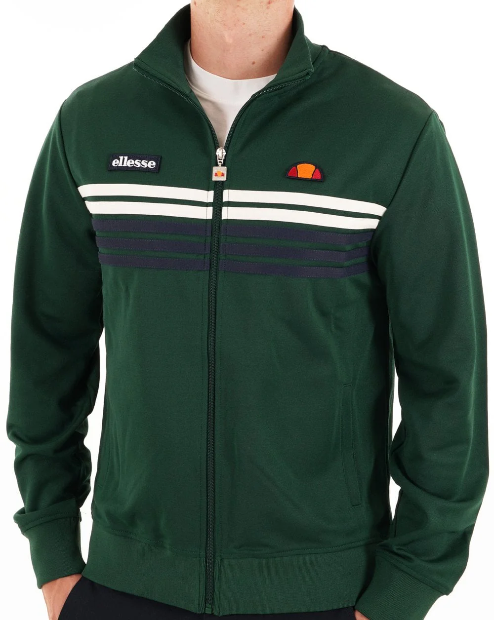 Ellesse 5 Stripe Track Top Dark Green - Image 3