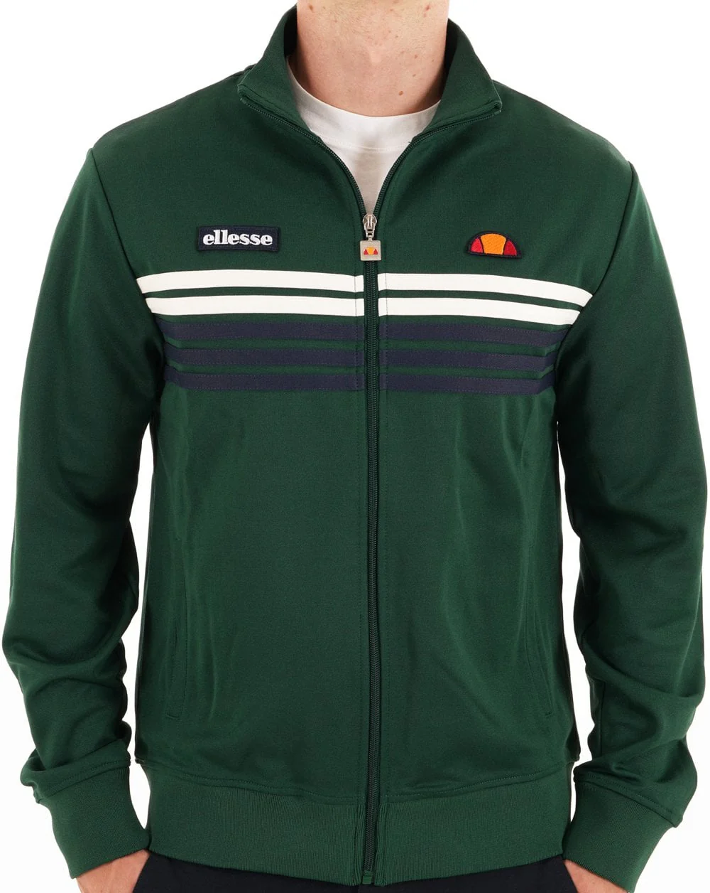 Ellesse 5 Stripe Track Top Dark Green - Image 4