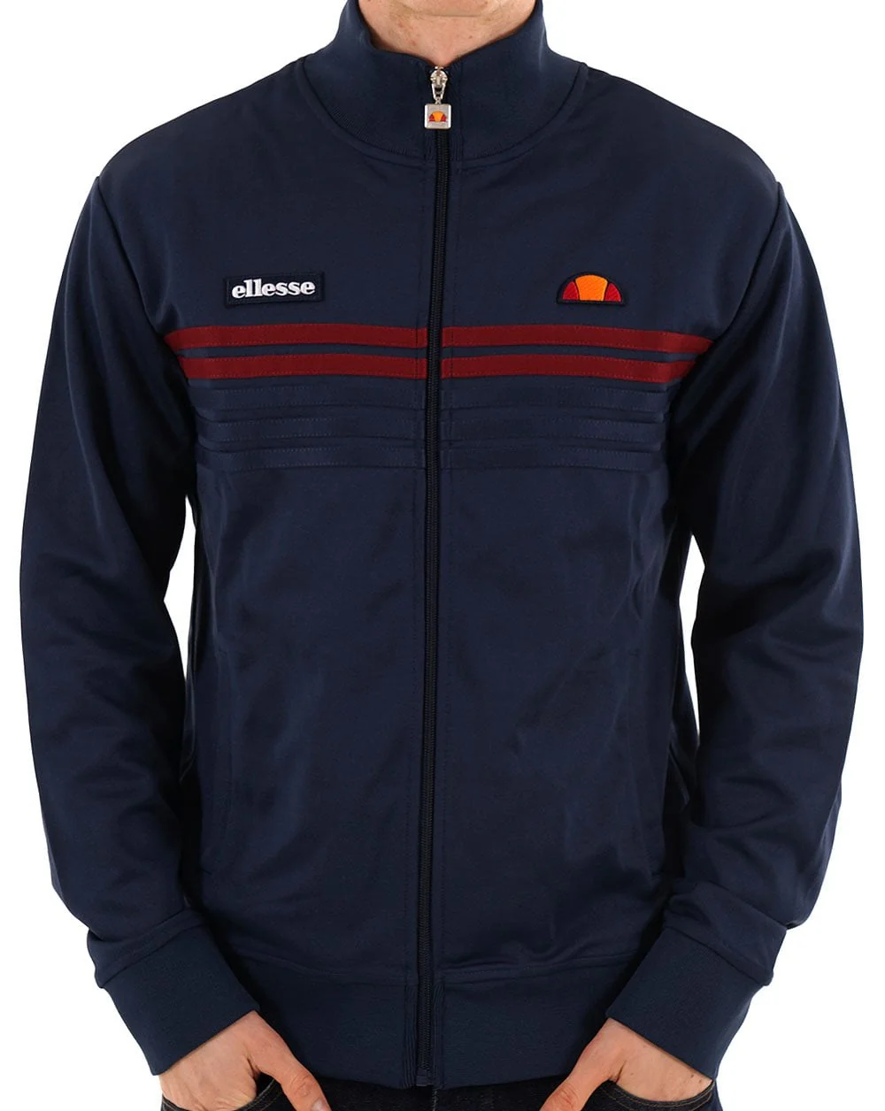 Ellesse 5 Stripe Track Top Navy/Burgundy