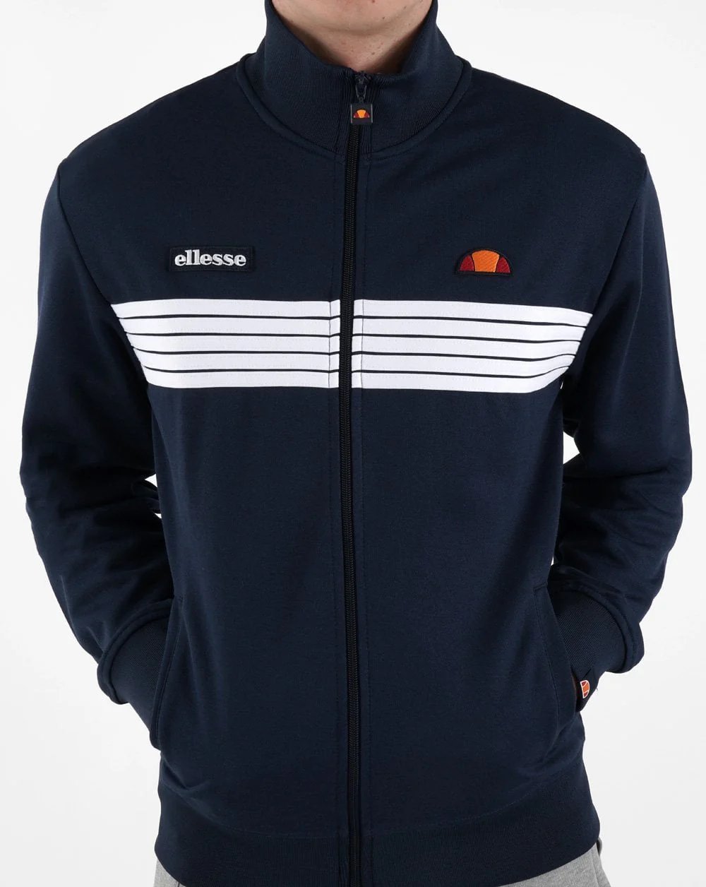 Ellesse 5 Stripe Track Top Navy/White - Image 3