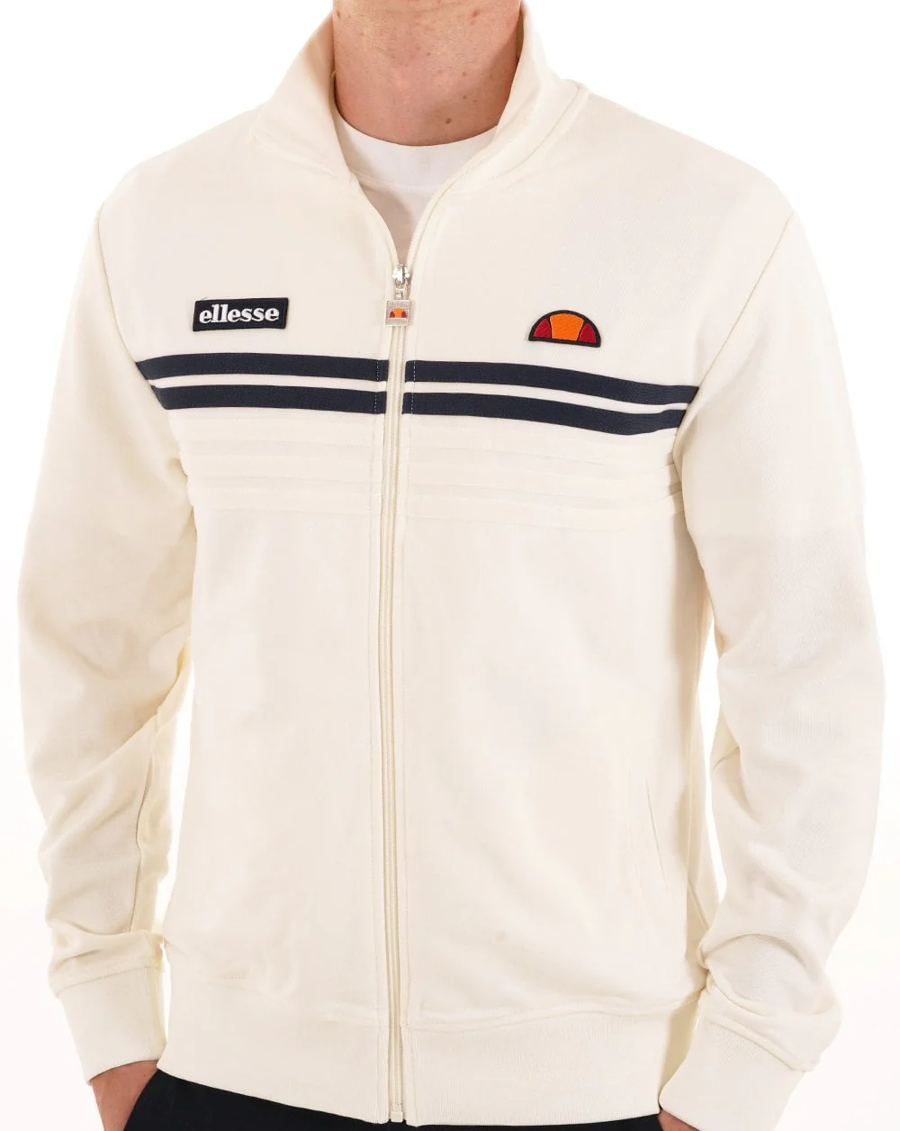 Ellesse 5 Stripe Track Top Off White - Image 3