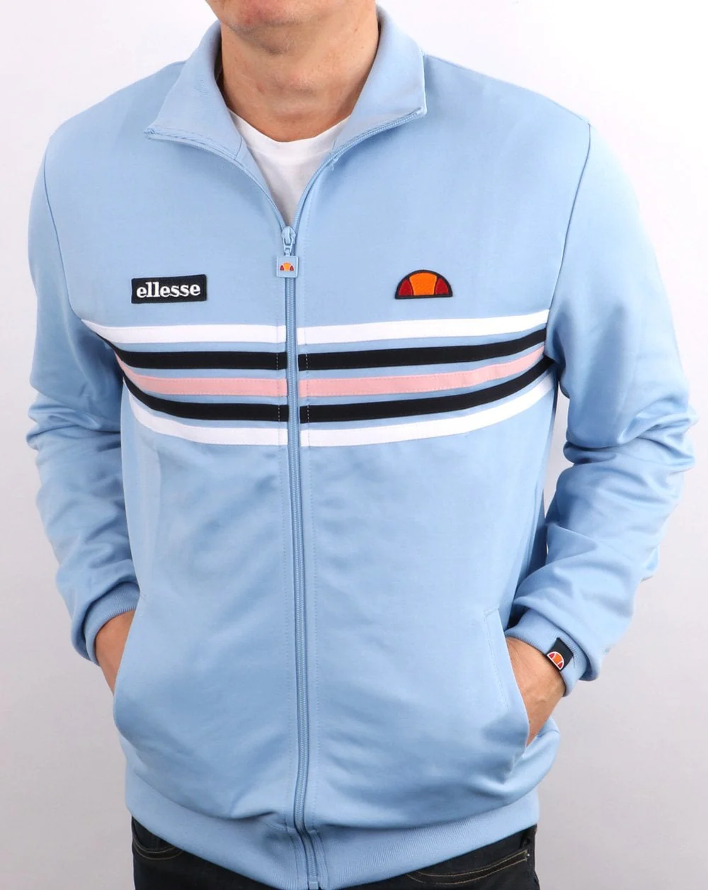 Ellesse 5 Stripe Track Top Sky Blue