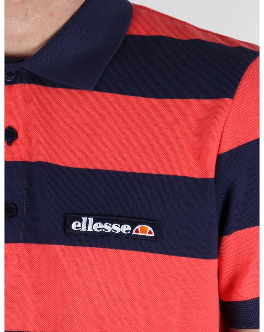 Ellesse Aronso Polo Shirt Dark Navy/Coral - Image 2
