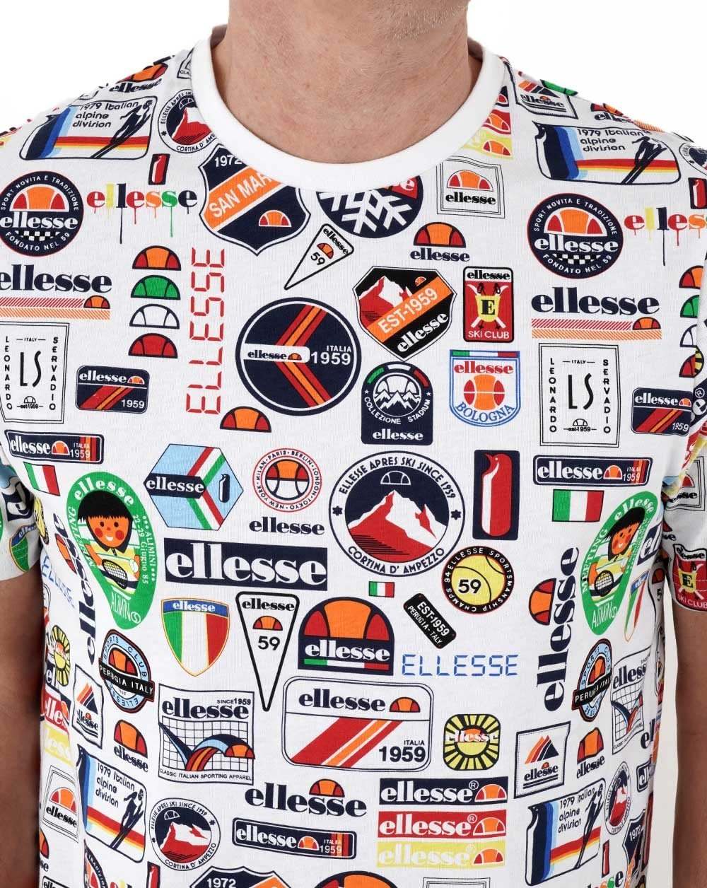 Ellesse Badged T Shirt White/Multi - Image 2