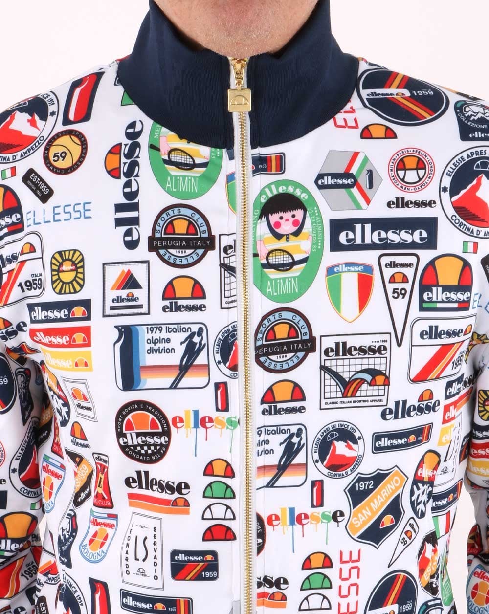 Ellesse Badged Track Top White/Multi - Image 3