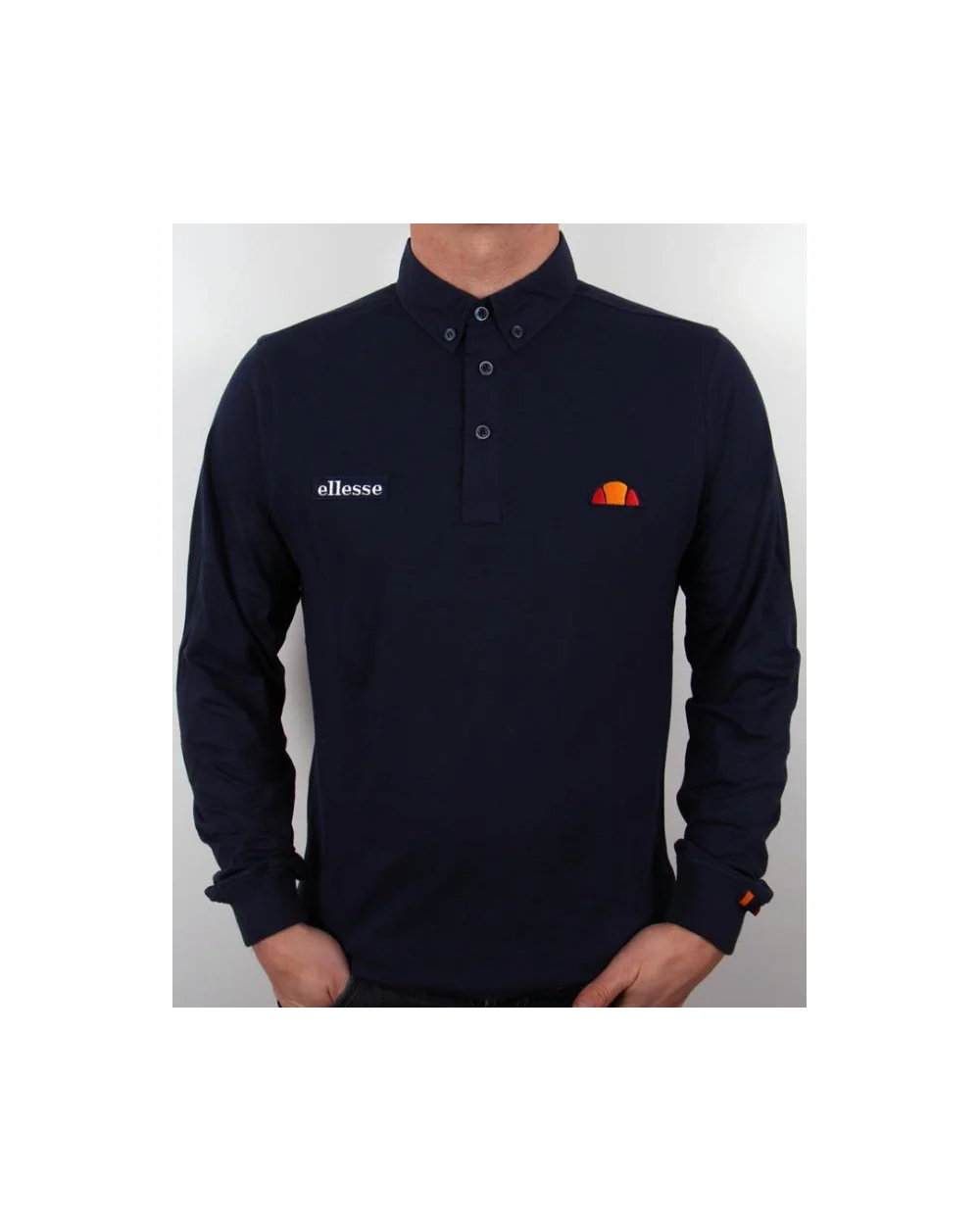 Ellesse Baresi Long Sleeve Polo Shirt Navy - Image 2
